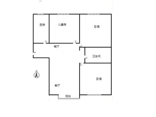 范阳公寓3室2厅1卫户型图