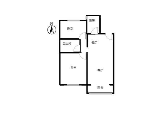 天保凌云城2室2厅1卫户型图