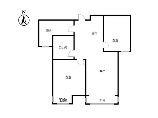 金品时代2室2厅1卫户型图