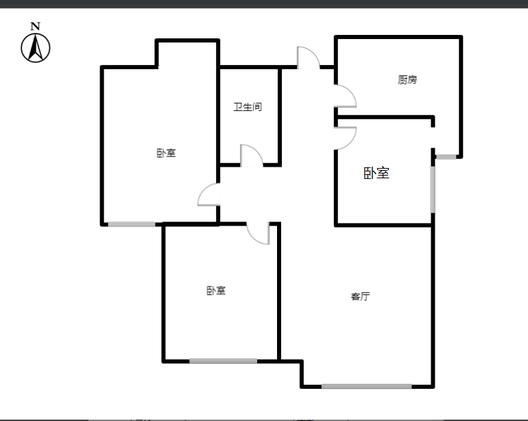 鸿坤理想湾3室1厅1卫户型图