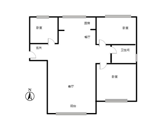 鸿坤理想湾3室2厅1卫户型图
