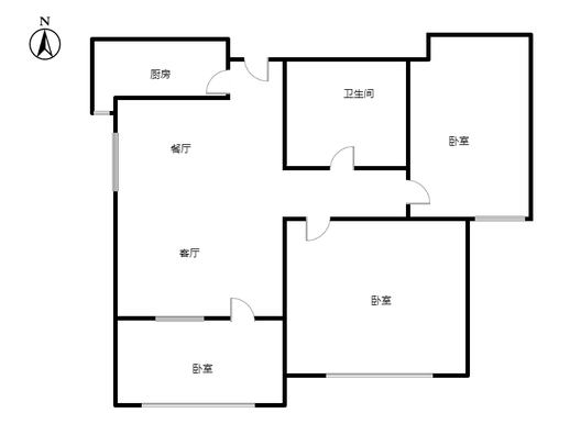 鸿坤理想湾3室2厅1卫户型图