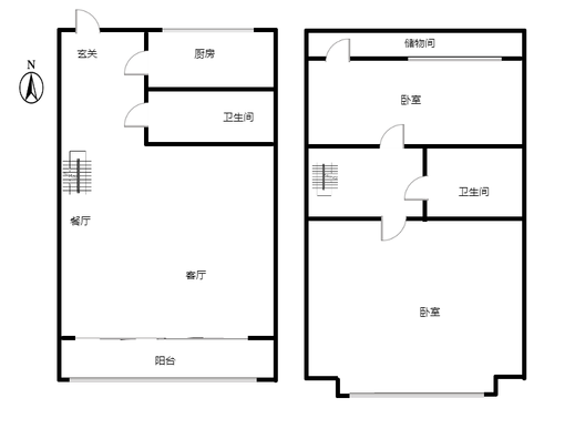 鹏渤印象城·牛津花园2室2厅1卫户型图