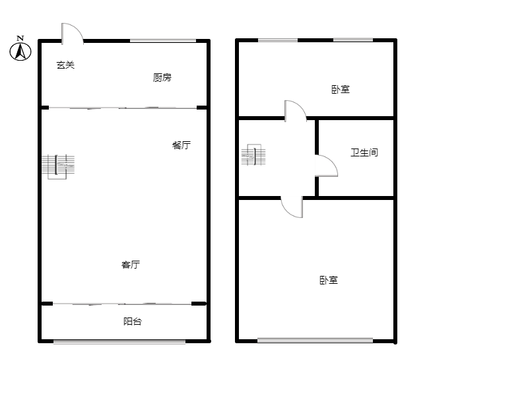 鹏渤印象城·牛津花园2室2厅1卫户型图