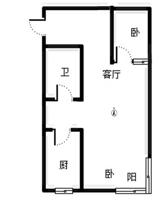 汇元四季橙2室1厅1卫户型图