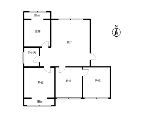 县府小区3室1厅1卫户型图