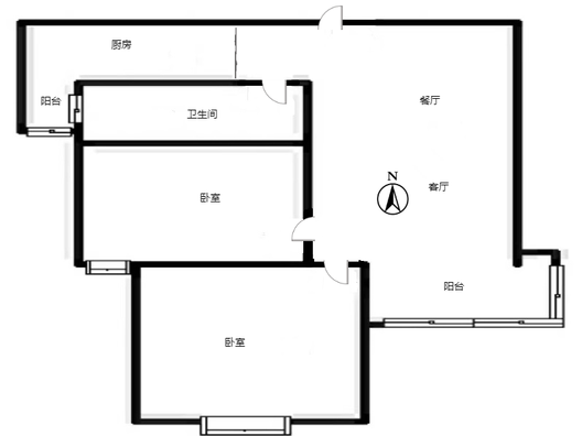 天伦湾一期2室2厅1卫户型图