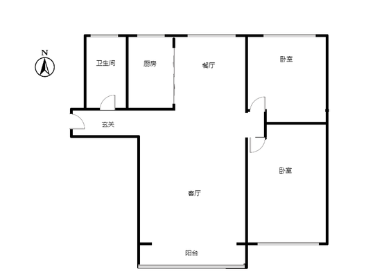 涿州孔雀城悦澜湾2室2厅1卫户型图