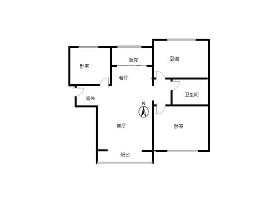 K2狮子城3室2厅1卫户型图