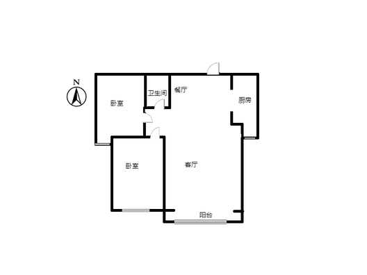 涿州孔雀城悦澜湾2室2厅1卫户型图