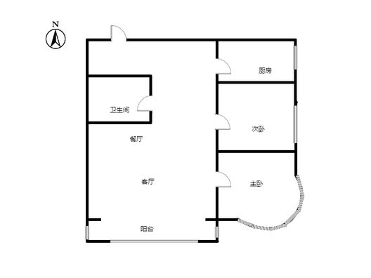 鸿盛凯旋门2室2厅1卫户型图