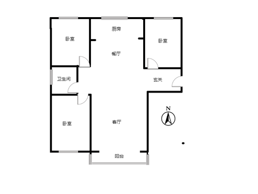 金域中央3室2厅1卫户型图