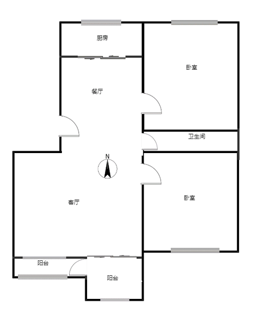 仙颐园小区2室2厅1卫户型图