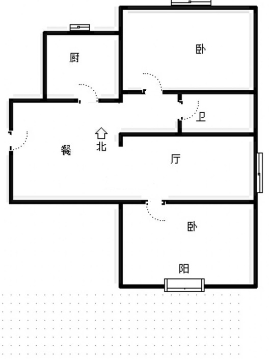 汇元国际2室2厅1卫户型图