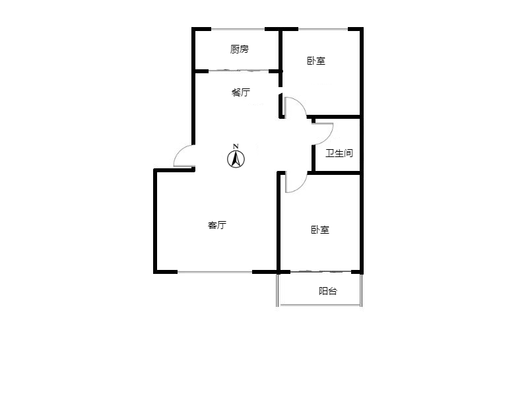 国富嘉园2室2厅1卫户型图