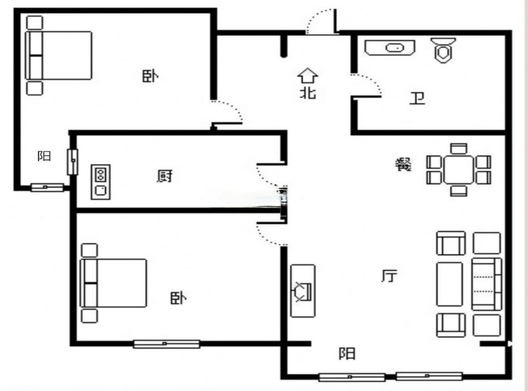 香邑溪谷一期2室2厅1卫户型图