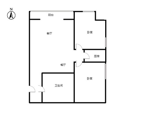 惠友钻石广场（AB座）2室2厅1卫户型图