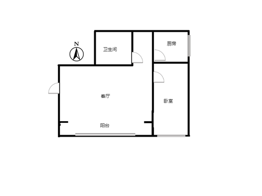 学府澜湾一期1室1厅1卫户型图