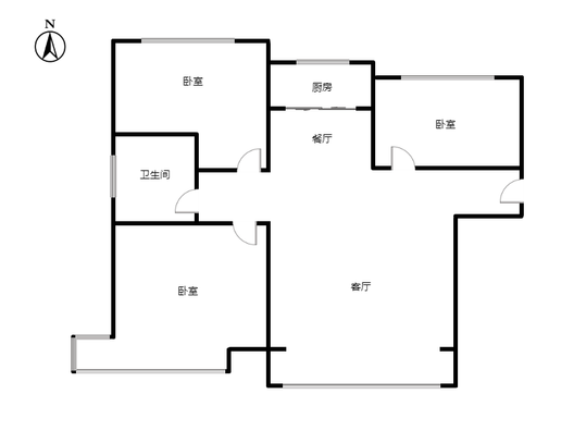 K2狮子城3室2厅1卫户型图