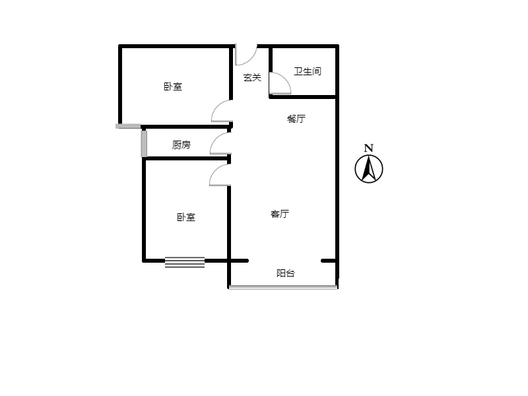 金域中央2室2厅1卫户型图