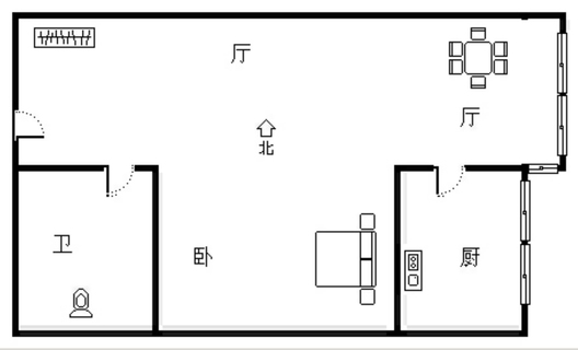 汇元新天地1室1厅1卫户型图
