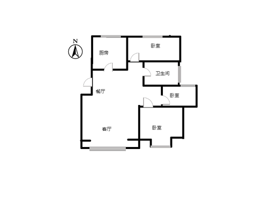 鸿盛凯旋门3室2厅1卫户型图