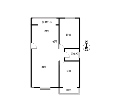 联合小区四号院2室2厅1卫户型图