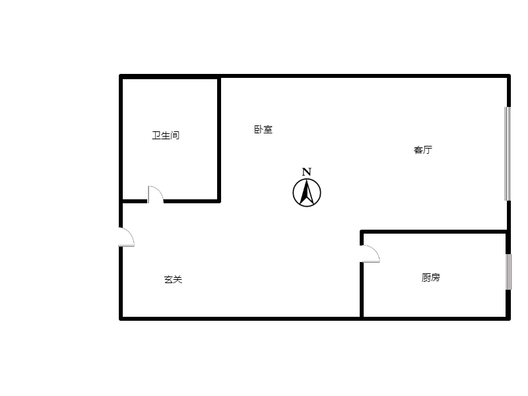 鸿坤新维港1室1厅1卫户型图