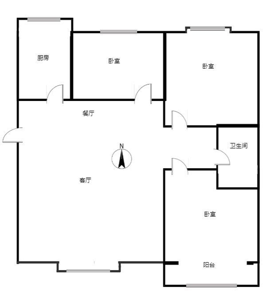 名流枫景洋房3室2厅1卫户型图