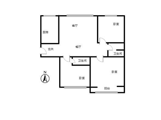 紫竹园3室2厅2卫户型图