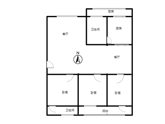 天龙小区（一期）3室2厅2卫户型图