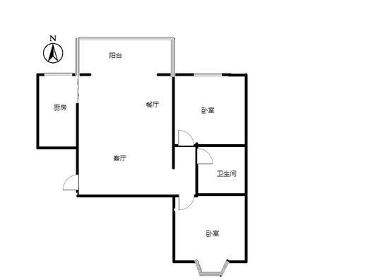 翡翠城（涿郡东区）2室2厅1卫户型图
