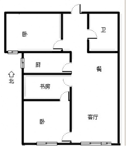 鸿坤理想湾3室2厅1卫户型图