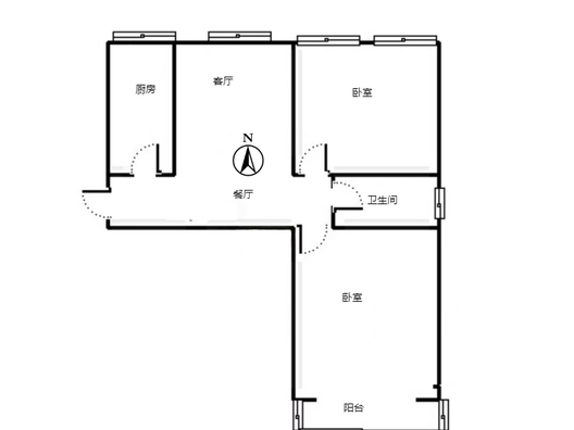 公园壹号2室2厅1卫户型图