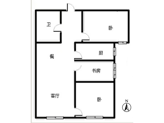 鸿坤理想湾3室2厅1卫户型图