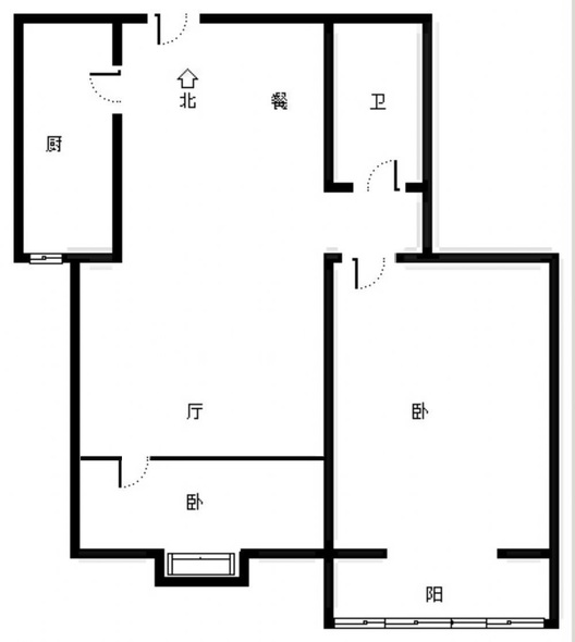 水岸花城2室2厅1卫户型图