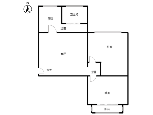 华北铝业生活小区（北院）2室1厅1卫户型图