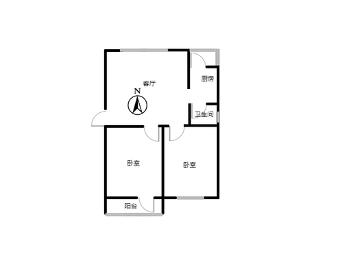 双塔中学小区2室1厅1卫户型图