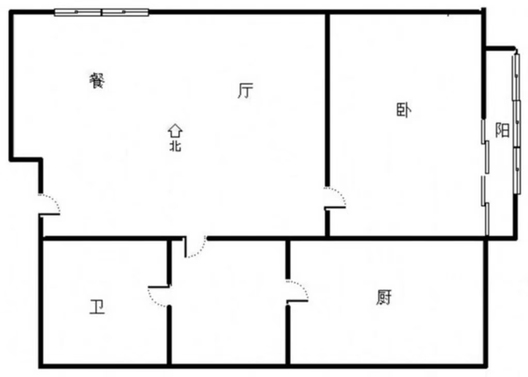 汇元四季橙1室2厅1卫户型图