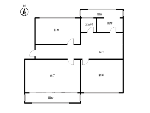金城花园2室2厅1卫户型图