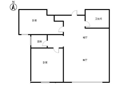 鹏渤印象城（龙马路）2室2厅1卫户型图