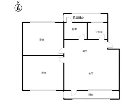 华北铝业生活小区（南院）2室2厅1卫户型图