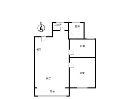 东方家园2室2厅1卫户型图