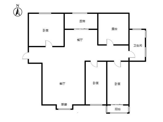 名流枫景洋房3室2厅1卫户型图