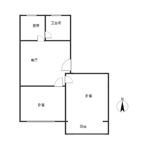 县府小区2室1厅1卫户型图
