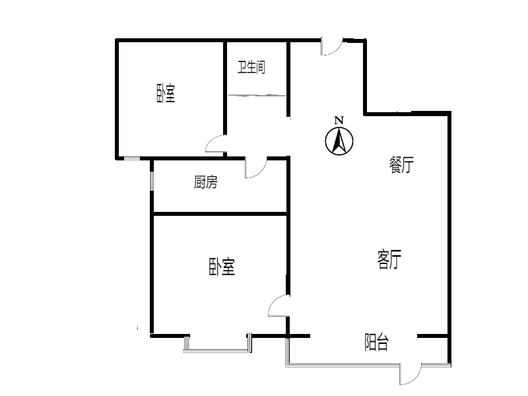 水岸花城2室2厅1卫户型图