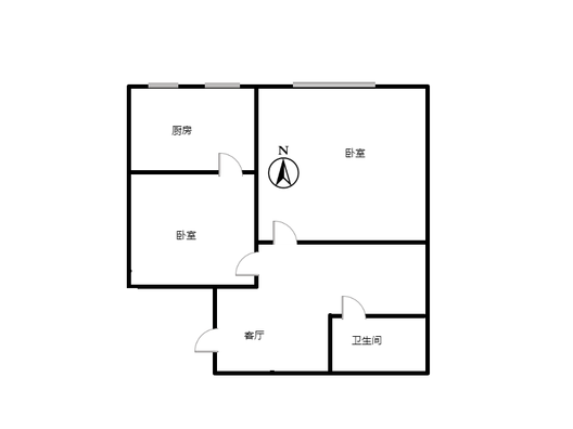 浪潮一览云山2室1厅1卫户型图