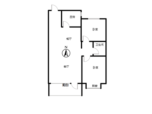 桃源新都孔雀城2室2厅1卫户型图