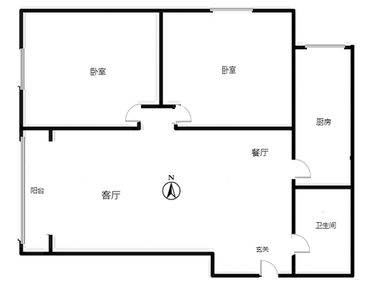 翡翠滨江2室2厅1卫户型图