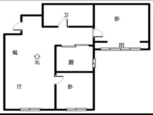 君临天下御景园2室2厅1卫户型图
